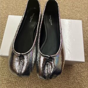 Maison Martin Margiela Iridescent Metallic Split-Toe Ballet Flats